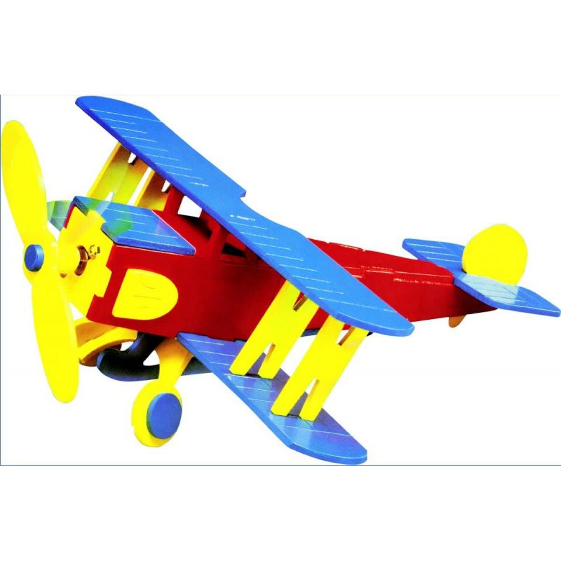 houten speelgoed bouwpakket vliegtuig model - werkt op zonne-energie - SolarToys